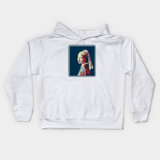 Girl with a Pearl Earring  Painting by Johannes Vermeer - Obama colors Kids Hoodie